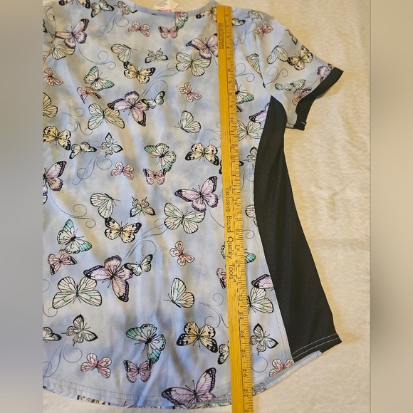 Scrubstar Scrub Top  Butterfly Print Short Sleeve Top - Multicolor SZ M NWT - Picture 13 of 14